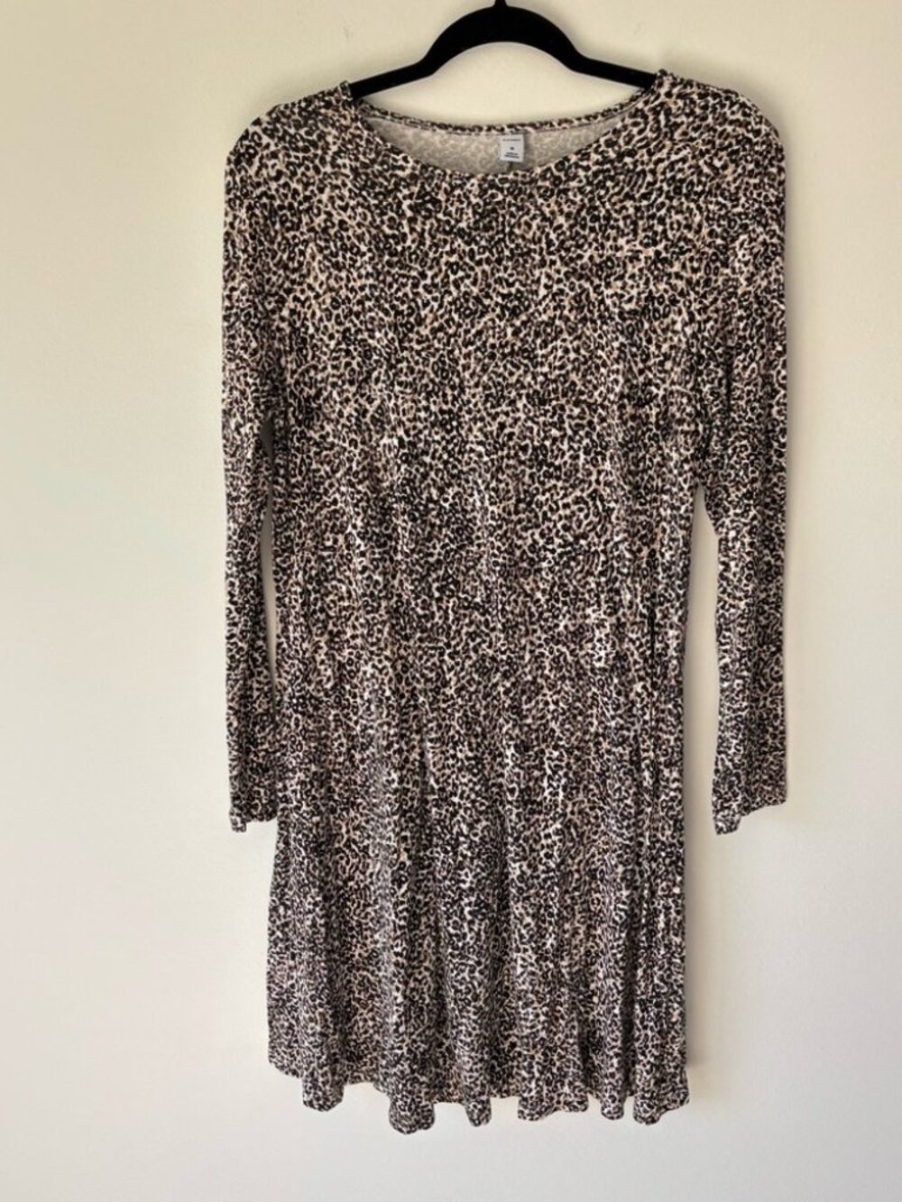 Leopard Print Long Sleeve Swing Mini Dress